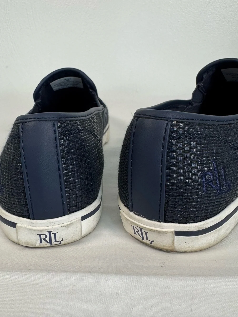 Lauren Ralph Lauren Janis Slip On Loafer Shoes Womens 8 Navy Blue Coastal Preppy